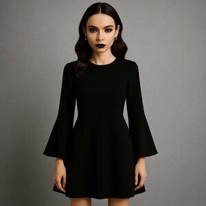 Topshop Black Double-Pleat Front Split-Cuff Mini Dress 6